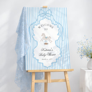 Rocking Horse Vintage Blue Baby Shower Welcome Foam Board