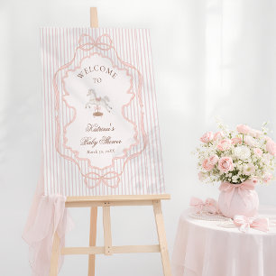 Rocking Horse Vintage Pink Baby Shower Welcome Foam Board