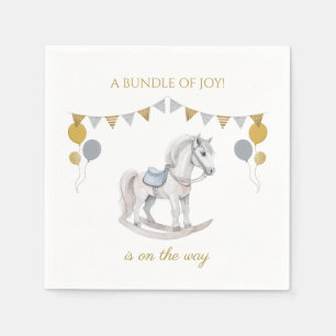 Rocking horse with bunting flags napkins