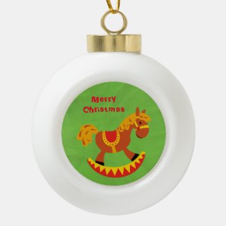 Rocking Horsey Ceramic Round Ornament