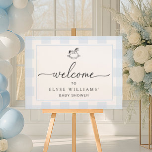 Rocking Hose Blue Gingham Welcome Sign