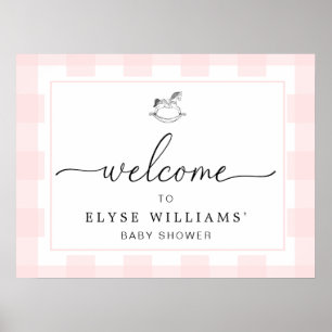 Rocking Hose Pink Gingham Welcome Sign