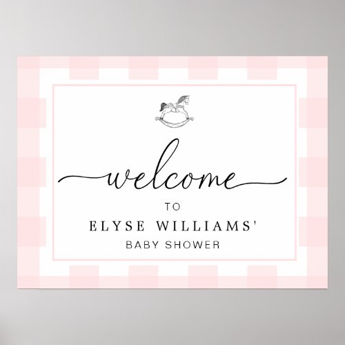 Rocking Hose Pink Gingham Welcome Sign