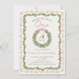 Rocking Into One Horse 1st Birthday Invitation
