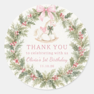Rocking Into One Horse 1st Birthday Sticker