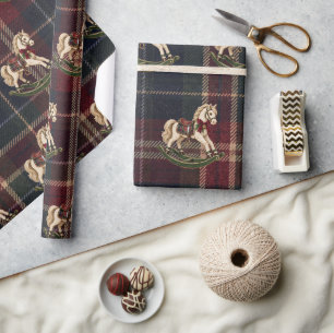 Rocking Into One Vintage Horse 1st Birthday Wrapping Paper