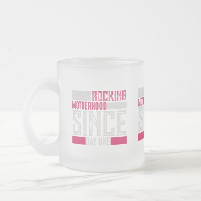 Rocking Motherhood Pink Block Typographic Mug (Left)