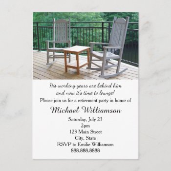Rocking Porch Chairs Retirement Party Invitation by cbendel at Zazzle