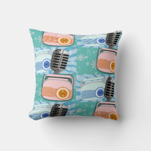 Rocking Radio Retro Fun Throw Pillow