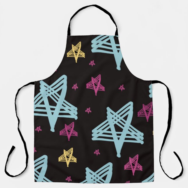 Rocking Stars Pink Blue Black  Apron (Front)