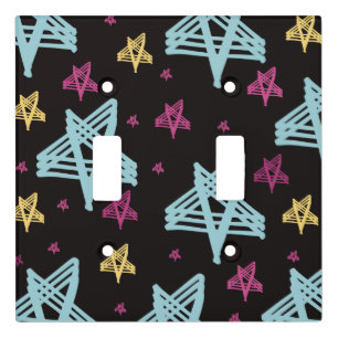 Rocking Stars Pink Blue Black Light Switch Cover