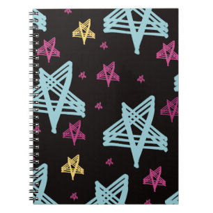 Rocking Stars Pink Blue Black Notebook