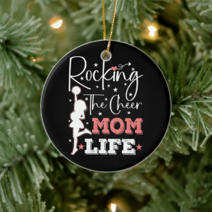 Rocking The Cheer Mom Life Funny Cheerleader Funny Ceramic Ornament