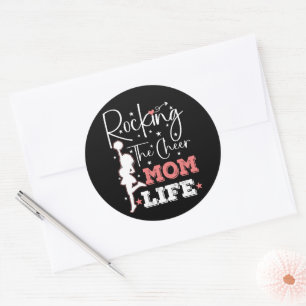 Rocking The Cheer Mom Life Funny Cheerleader Funny Classic Round Sticker