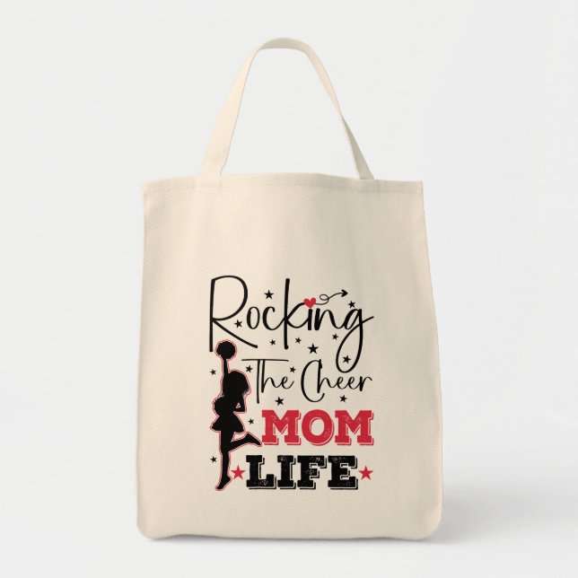 Rocking The Cheer Mom Life Funny Cheerleading Cool Tote Bag (Front)