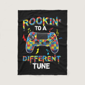 Rocking To A Different Tune Autism Awareness Gamer Fleece Blanket