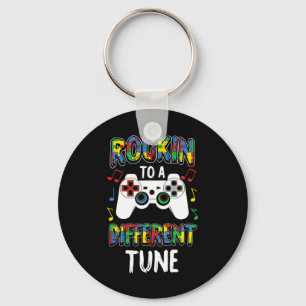 Rocking To A Different Tune Autism Awareness Gamer Keychain