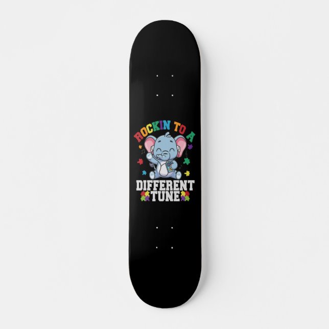 Rocking to a Different Tune Cute Elephant Autism Skateboard (Front)