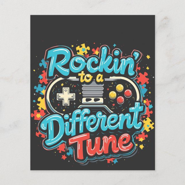 Rocking to a Different Tune Gaming Pad Autism  Flyer (Front)