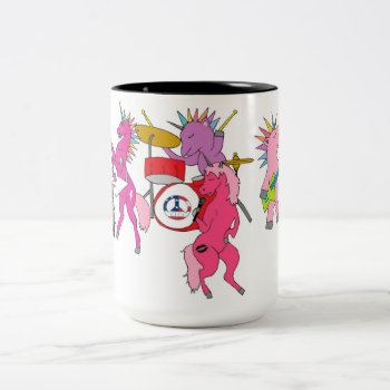 Rocking Unicorn Band Two-tone Coffee Mug by firockdesigns at Zazzle