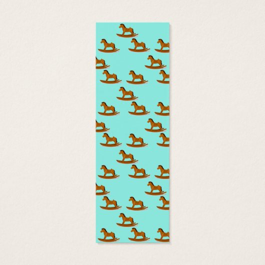 Rocking wooden horse pattern on blue bookmark (Back)