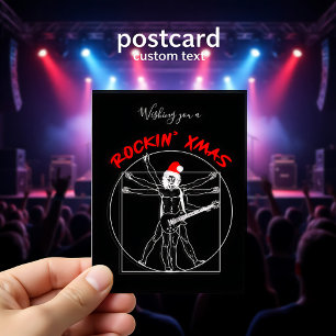 Rocking' X-mas - vitruvian guitar player Holiday Postcard