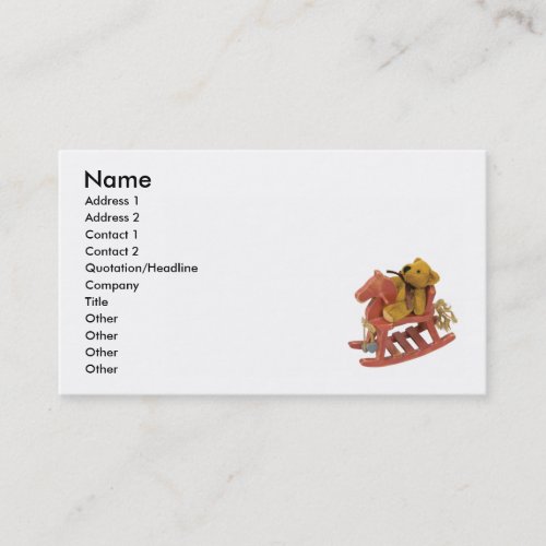 RockingHorseTeddy, Name, Address 1, Address 2, ... Business Cards