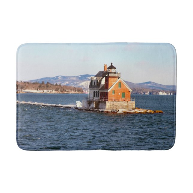 Rockland Breakwater Lighthouse, Maine Bathroom Mat (Front)