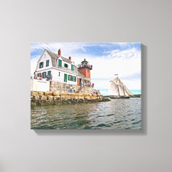 Rockland Breakwater Lighthouse  Maine Canvas Print by LighthouseGuy at Zazzle