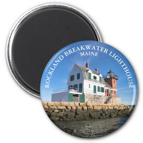 Rockland Breakwater Lighthouse Maine Round Magnet