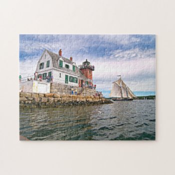 Rockland Breakwater Lighthouse Penobscot Bay Maine Jigsaw Puzzle by LighthouseGuy at Zazzle