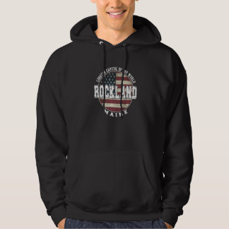 Rockland Maine Vintage American flag Hoodie