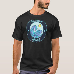 Rockland Me Maine Souvenir Nautical Surfer Graphic T-Shirt