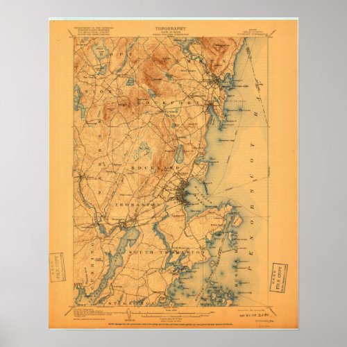 Rockland ME Vintage Map Poster