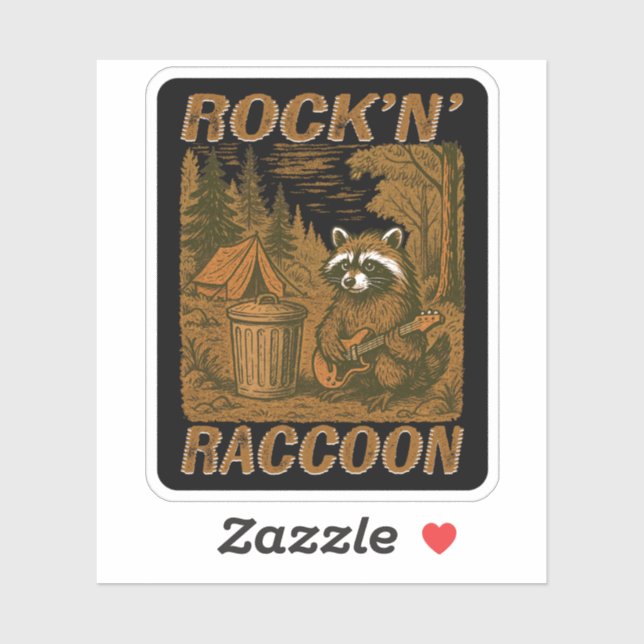Rock'n’ Raccoon Black Sticker (Sheet)