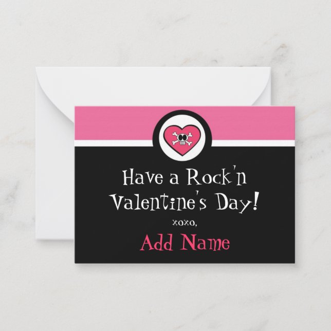 Rock'n Roll Girl Funky Valentine Note Card (Front)