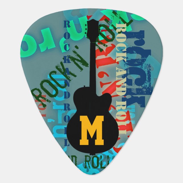 rock'n' roll personalized guitar-themed guitar pick (Front)
