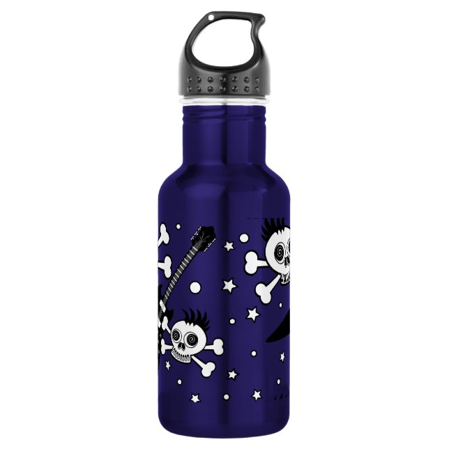 Rock'n Skulls with Guitars Stainless Steel Water Bottle (Front)