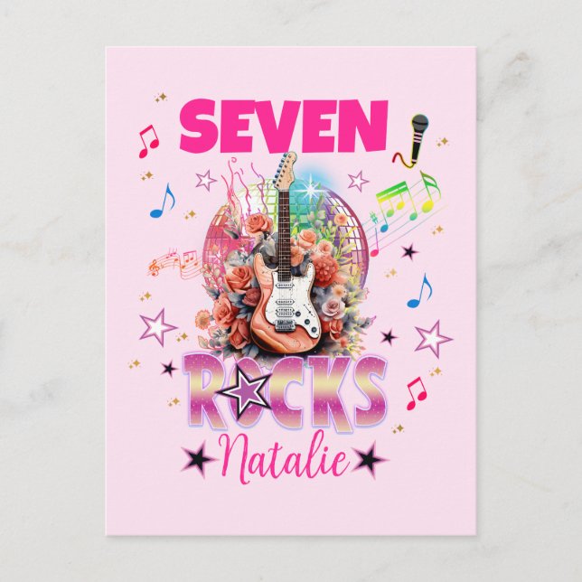 Rock'n'Roll Guitar Musical Birthday Girl Rockstar  Postcard (Front)