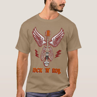 Rock'N'Roll Guitarist Wings Skeleton Musical Instr T-Shirt