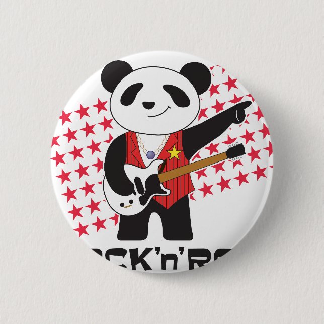 ROCK'n'ROLL PANDA Pinback Button (Front)