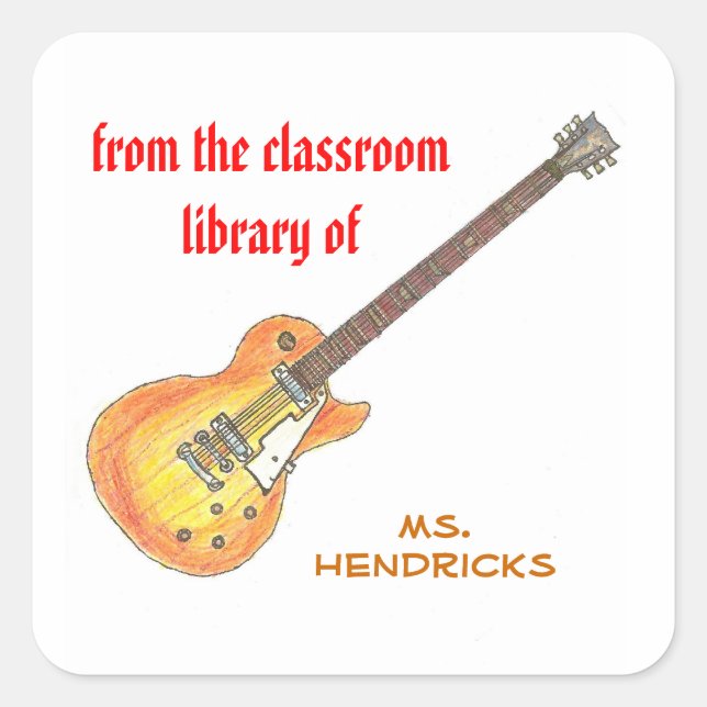 Rock'n'roll personalized teacher bookplate (Front)