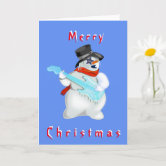 Rock N Roll Snowman Merry Christmas Customizable Card Zazzle