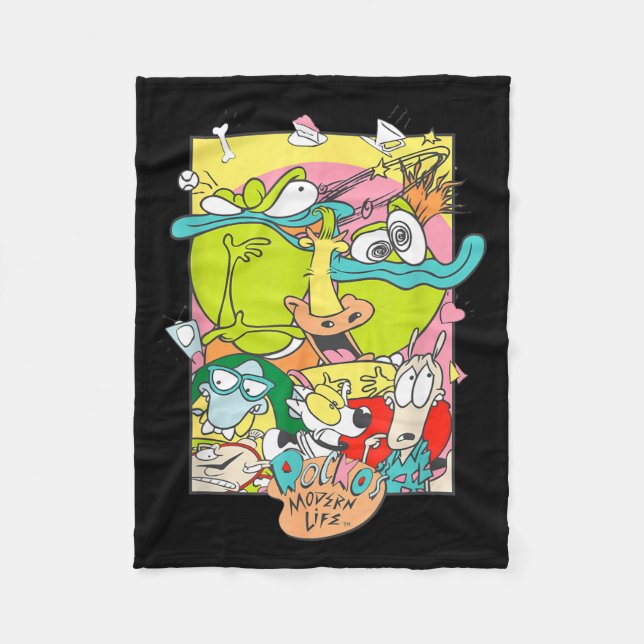 Rockos Modern Life Hilarious Squad Retro Fleece Blanket (Front)