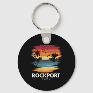 Rockport Beach Texas Surfboard Surfing Vintage Keychain