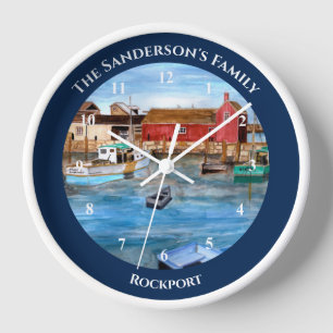 Rockport Harbor Massachusetts New England Painting Clock