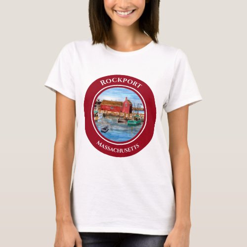 Rockport Harbor Massachusetts New England Painting T_Shirt