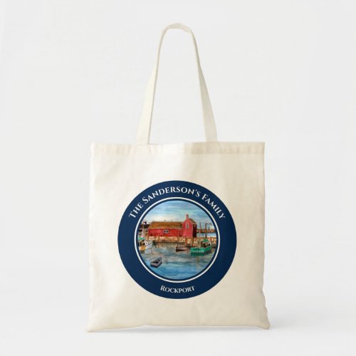 Rockport Harbor Massachusetts New England Painting Tote Bag