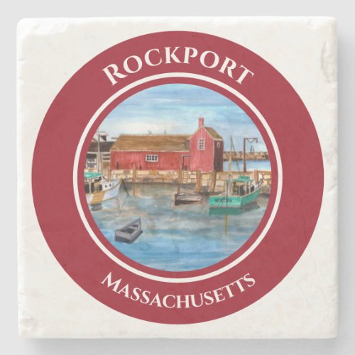 Rockport Harbor Massachusetts New England Stone Coaster
