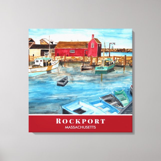 Rockport Harbor Massachusetts New England USA Canvas Print (Front)